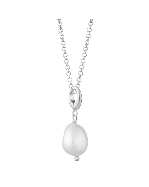 Lily Charmed Metallic Sterling Baroque Pearl Charm Necklace