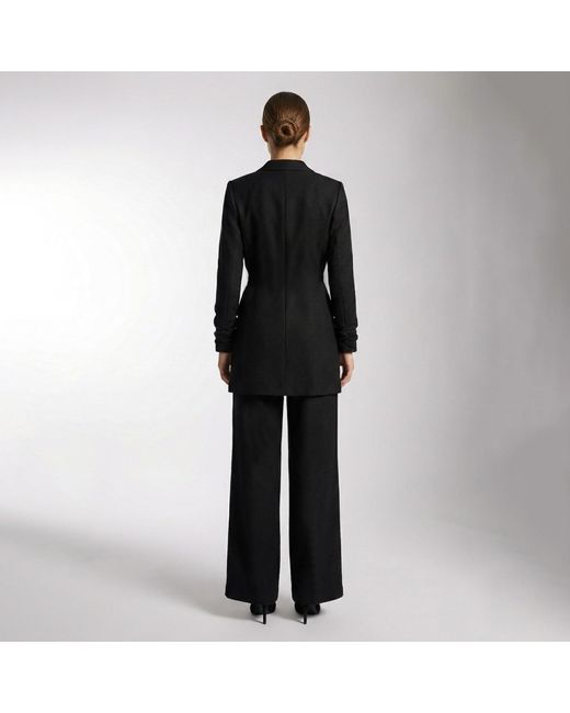 AVENUE No.29 Black Wool Wide Leg Trousers