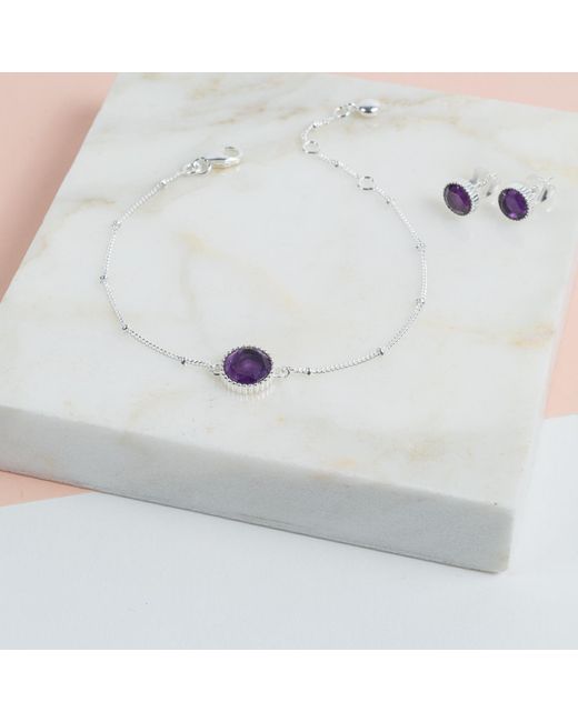 Auree Jewellery Purple Barcelona Silver February Birthstone Stud Earrings Amethyst