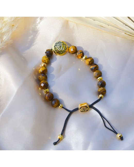 Seven Saints Metallic Solar Plexus Chakra Tiger's Eye Energy Protection And Psychic Power Bracelet