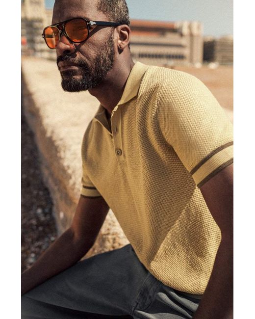 &SONS Trading Co Natural Neutrals Dempsey Knitted Polo Tan for men