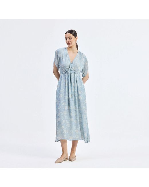 REISTOR Blue Maxi Gathered Dress
