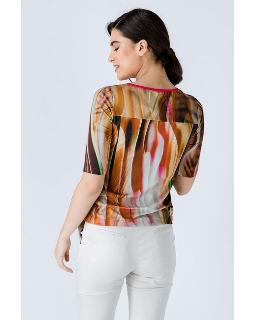 Conquista Orange Fitted Print Top