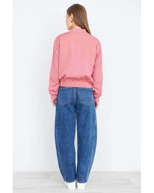 Yumi' Pink Relaxed Lightweight Bomber Jacket