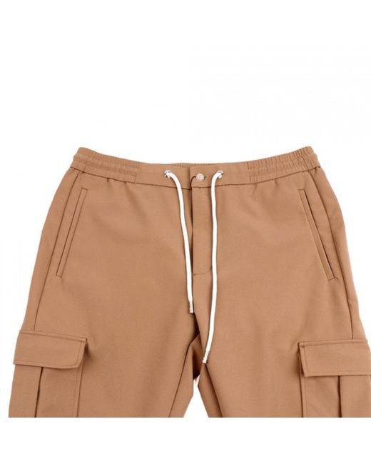 DAVID WEJ Natural Drawstring Trousers With Cargo Pockets – for men