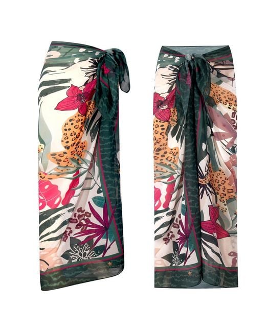 LOVEIST STORE Green Del Rey Tropical Patterned Sarong Pareo