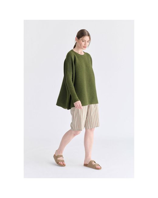 Paisie Natural Neutrals Striped Bermuda Shorts