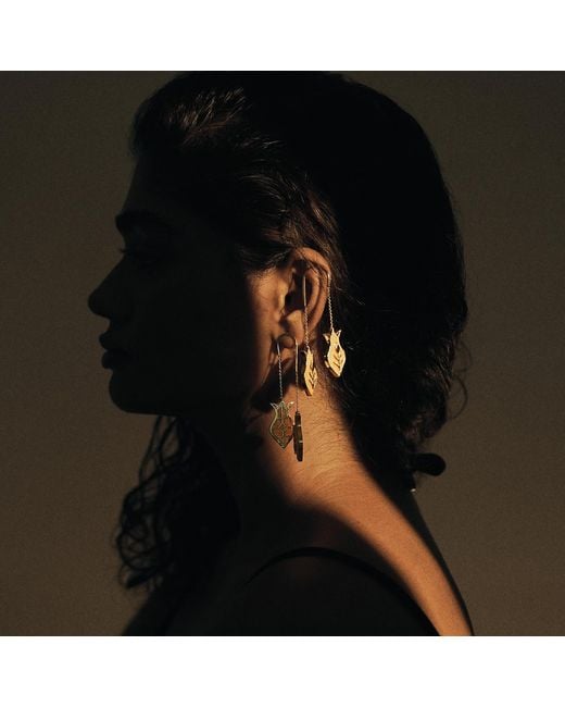 Dhwani Bansal Metallic Amphora Earrings With Mother Of Pearl