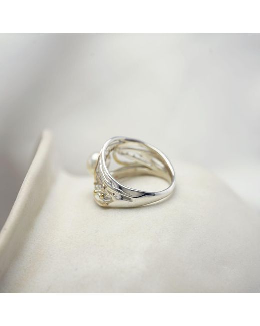 Isla Silver Metallic Pearl Statement Ring