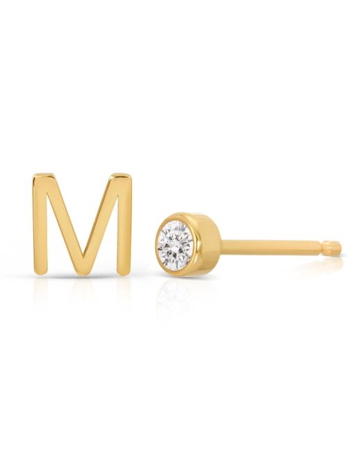 Maya Brenner Metallic Monogram Earring Set 14k Yellow