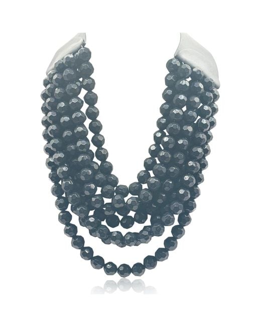 Michael Nash Jewelry Blue Sabina Multi Strand Faceted Resin Beaded Necklace