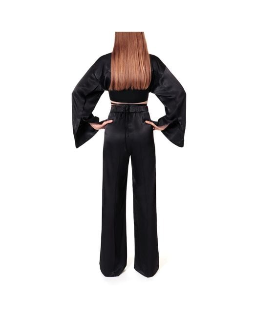 AGGI by HALEWSKI Black Jessie Satin Glossy Trousers