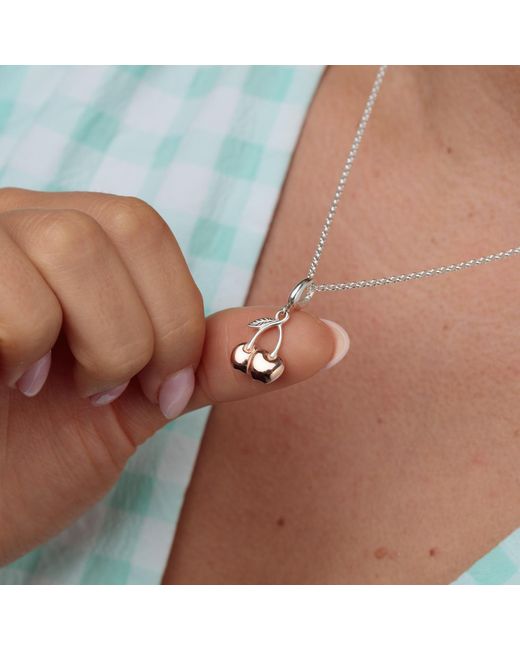 Lily Charmed Metallic Rose Sterling Cherry Charm Necklace