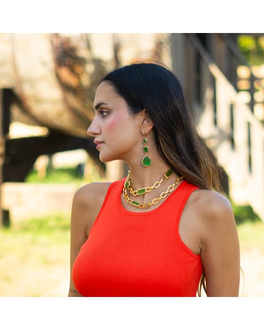 Ebru Jewelry Green Mystic Cat Eye Dangle Earrings