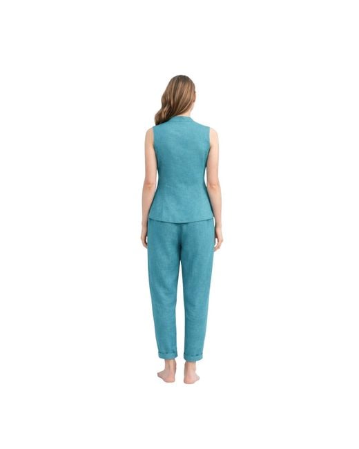 Lumina Eligma Blue The Isla Linen Vest Ensemble