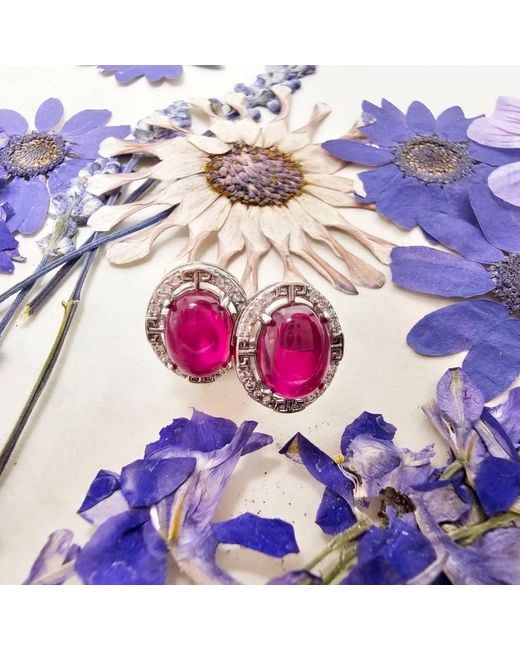Farra Pink Agate Oval Shaped Earrings