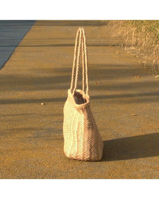 Rimini Natural Neutrals Zigzag Woven Leather Handbag 'viviana' Small Size