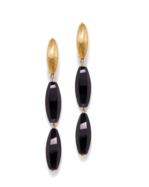 Jaredjamin White Zeppelin Isla Onyx Post Earrings
