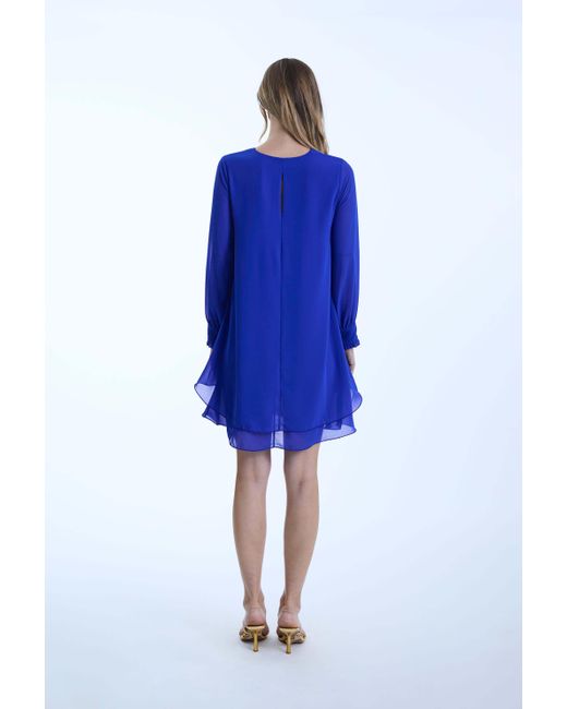 James Lakeland Blue Long Sleeve Royal Wave Hem Dress