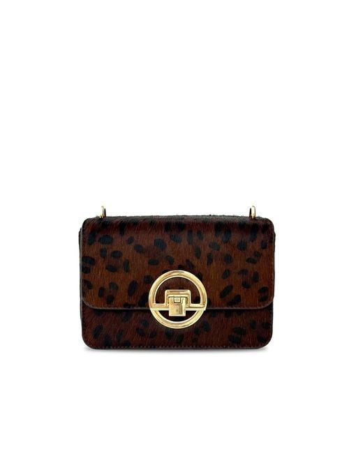 Apatchy London Black The Tilly Dark Leopard Hair-On Leather Bag