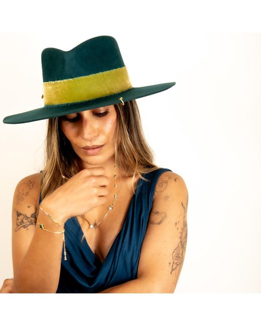 Shaded the Label Green Trebah Peacock Fedora Hat