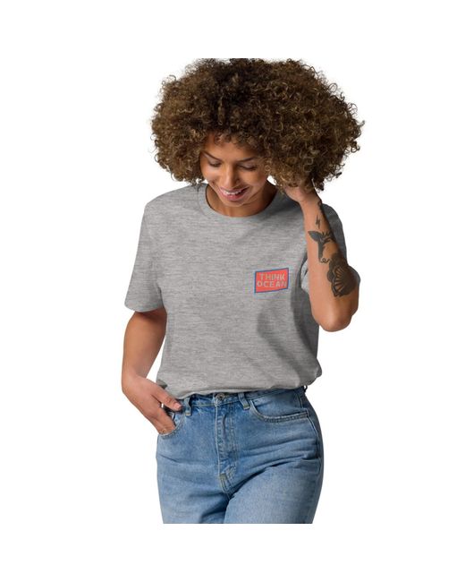 Anchor and Crew Gray Heather Think Ocean Octopus Pixel Art Organic Cotton T-Shirt