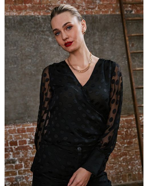 Rose & Nancy Black Ivy Spot Wrap Blouse