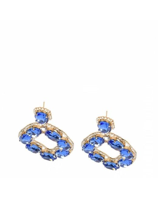 Addicted Blue Vega Dangle Earrings With Crystals Plated