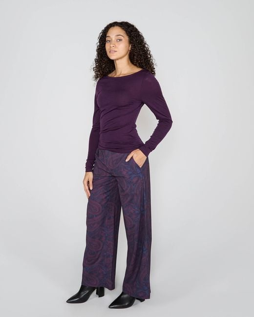 Lords of Harlech Purple Carly Merino Long Sleeve Crewneck Shirt