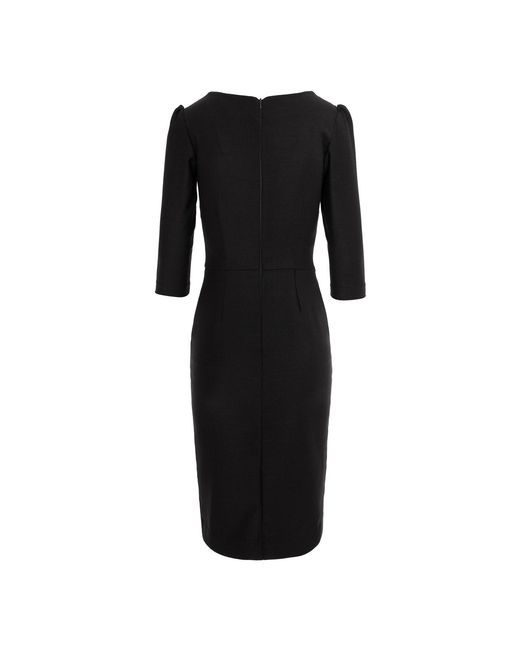 AVENUE No.29 Black Rounded Neckline Midi Dress With Front Slit