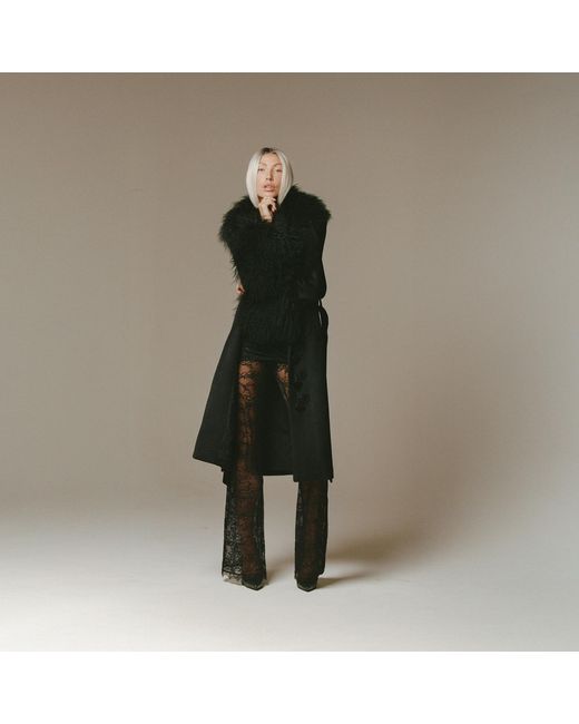 OW Collection Black Frances Wool Coat