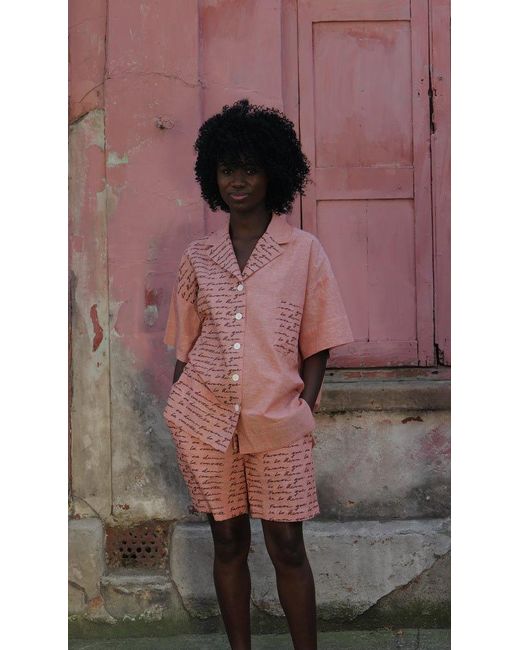 Studio Afuera Red Barranco Peach Linen Shorts