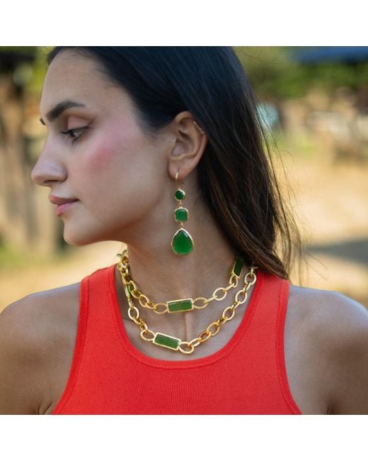 Ebru Jewelry Metallic Versatile Glow Cat Eye Long Necklace
