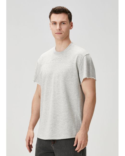 Pcfg Gray Cotton Tshirt With Emboss Print for men