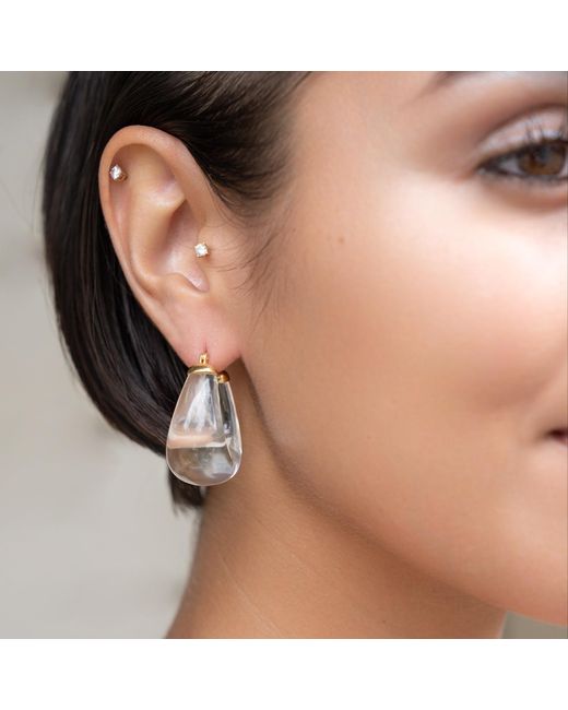 Gold & Honey Metallic Clear Chunky Bucket Lucite Hoop Earrings