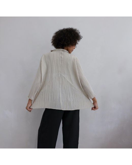 London Atelier Byproduct Gray Neutrals Multi Way Accordion Pleated Shirt