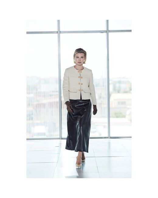 The Extreme Collection Black Midi Mocha Skirt With Faux Leather And Flattering High Waist