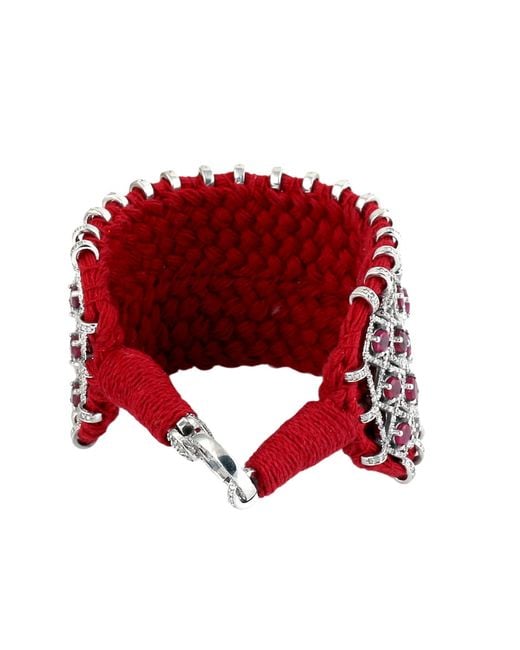 Artisan Red Ruby & Diamond Statement Bracelet