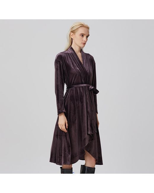 Smart and Joy Black Wrap Velvet Dress And Ruffle Hem