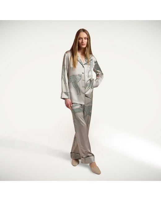 Piola Gray Silk Pyjama Shirt Long Sleeves