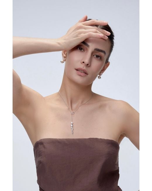 Freqnc Atelier Metallic Ouroboros Pearl Drop Necklace