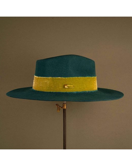 Shaded the Label Green Trebah Peacock Fedora Hat