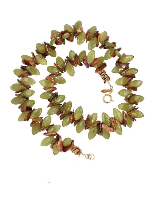 Lori Kaplan Design Metallic Keishi Pearls & Vesuvianite Choker