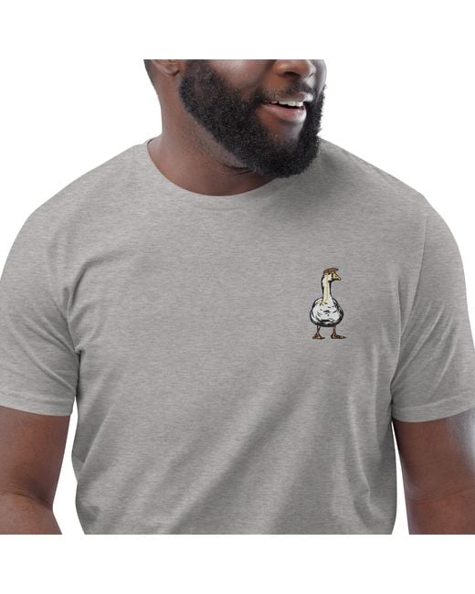Anchor and Crew Gray Heather Dapper Duck Actual Life Organic Cotton Embroidered T-Shirt for men