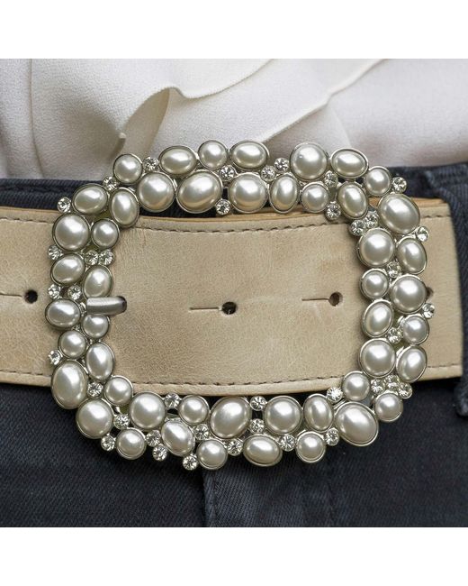 Peachy Belts Ltd Black Stretch Elasticated Suede Waist Belt And Detachable Pearl Spangle Buckle