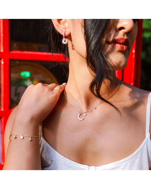 Luna Charles Metallic Ariya Moon & Star Charm Necklace
