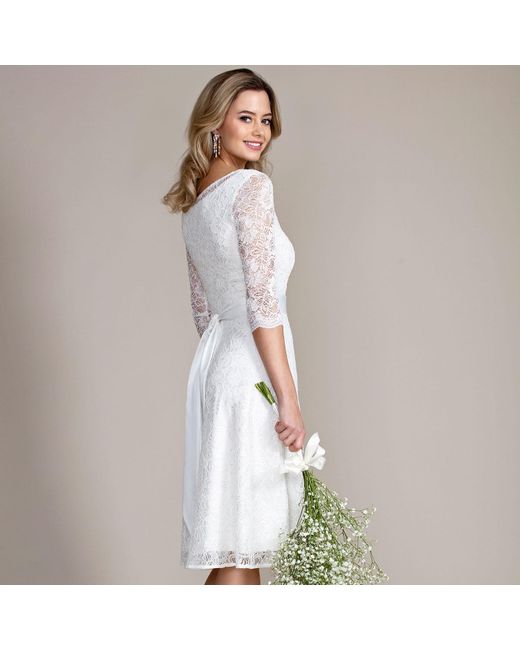 Alie Street London White Arabella Short Lace Wedding Dress In Ivory