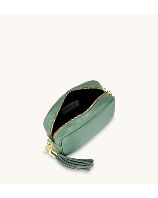 Apatchy London Green ' The Tassel Pistachio Leather Crossbody Bag