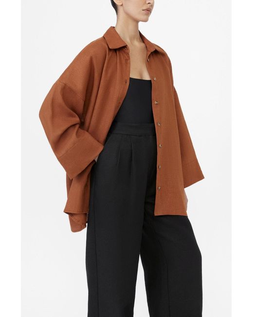 Dāl the Label Brown Essential Linen Oversized Shirt Terracota