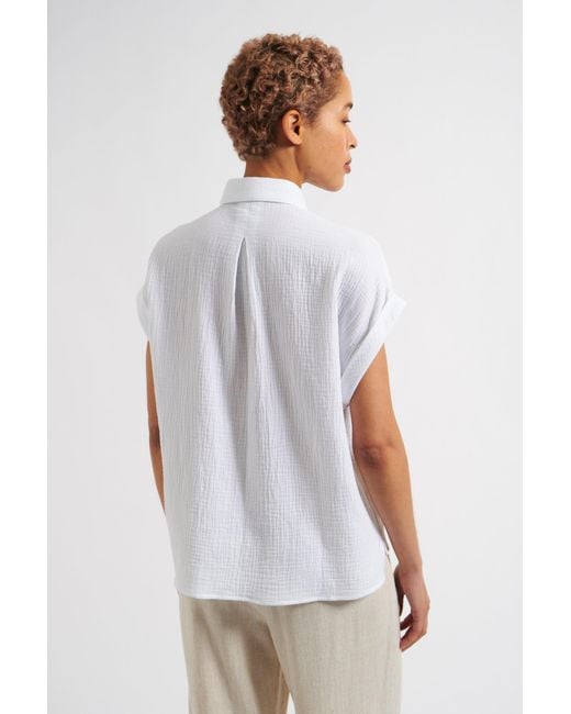 Louche White Abinaya Double Gauze Short Sleeved Shirt